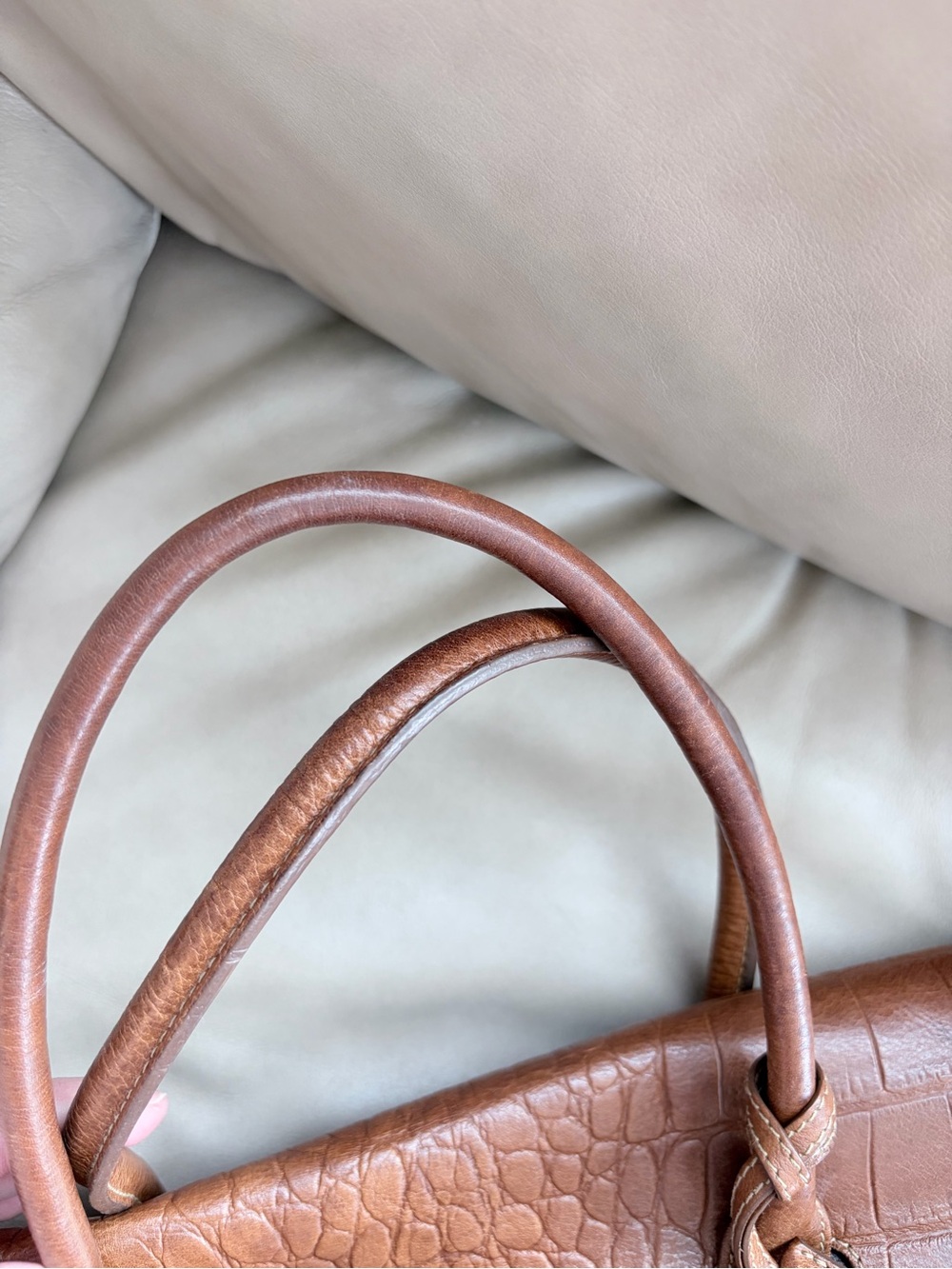 Mulberry Brown Croc-Embossed Leather Satchel - Picture 4 of 12